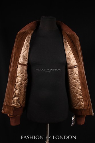 Men's 70'S BOMBER Leather Jacket Brown Pilot Aviator Style Suede Leather Jacket - Picture 13 of 13