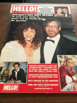 HELLO 45 AMY IRVING CHER MEL SMITH PRINCESS CAROLINE DAN QUAYLE PETER TOWNSEND