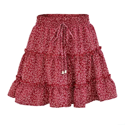 Bohemian Women's Skirt Summer Beach Mini Dress High Waist Elastic Ruffle Short - Picture 5 of 21