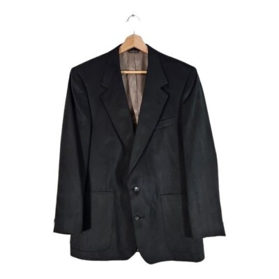 Lanvin Mens Sport Coat Blazer Mens Size 40R Black Feather Suede