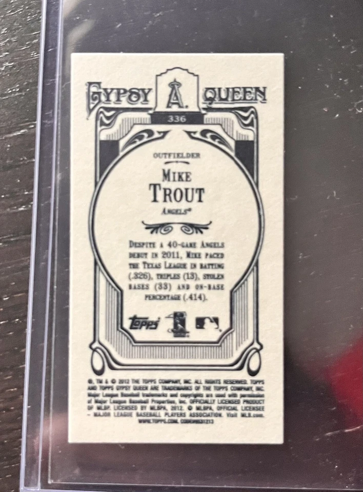 Mike Trout 2012 Topps Gypsy Queen Mini #336 Variation Green - Image 2 of 2