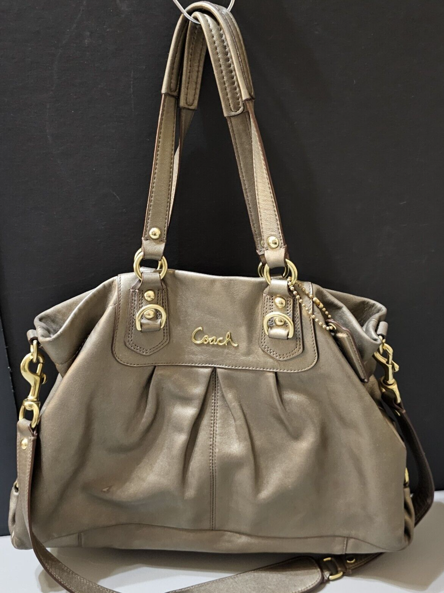 COACH Ashley Steel Leather Carryall Convertible Satchel Handbag