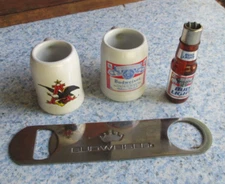 1991 Anheuser/Budweiser mini Ceramic Beer Steins Shot Glasses Pluss More
