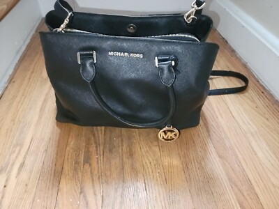 Michael Kors Womens Savannah Large Satchel Black EUC Purse