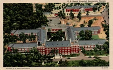 US Navy US Naval Hospital Pensacola Florida Curteich-Chicago CT Art-Col Postcard