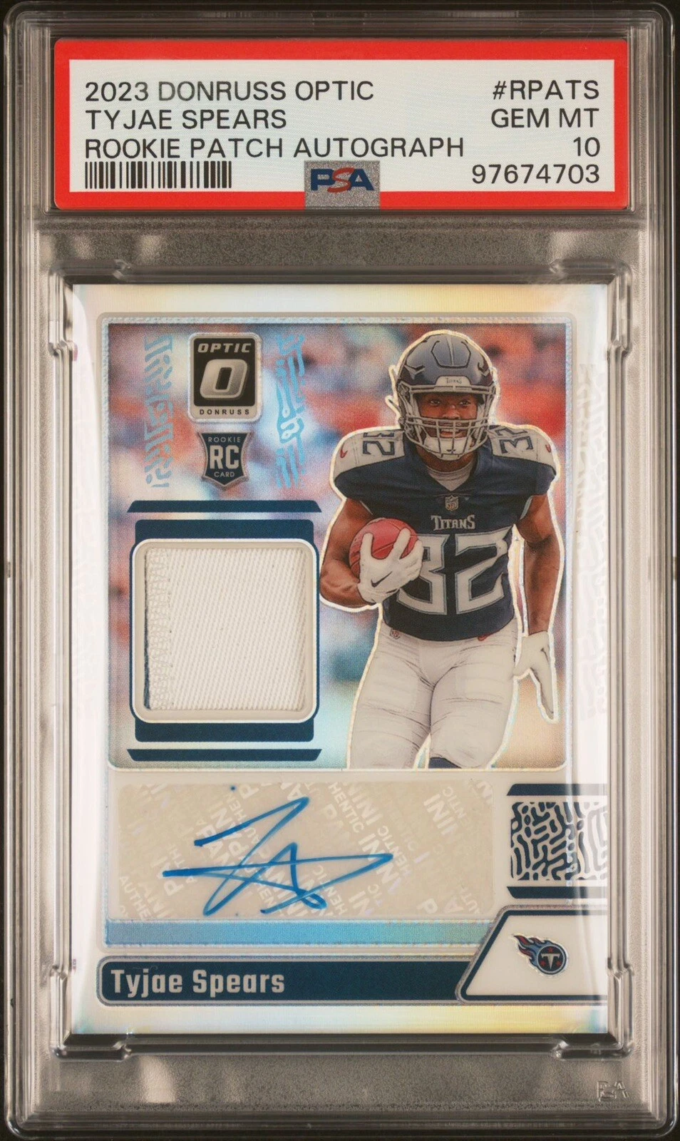 Tyjae Spears Panini Donruss Optic Rookie Patch Autographs #RPATS Base