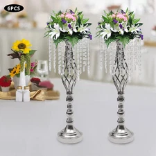 Crystal Flower Stands*6 Wedding Centerpieces Flower Arrangement Holders Sliver