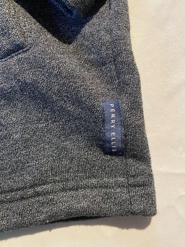 Perry Ellis Men's Cardigan Size L Shawl Collar Dark Gray Button Up Pockets Money - Picture 3 of 8