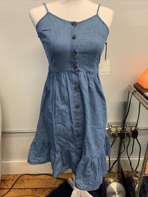 Japna Blue denim dress with front buttons size S | eBay