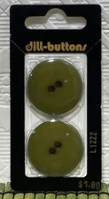 Dill Buttons Extra Large 1-18" 2 Hole Avocado Germany #5439 NEW Sealed 2 in Pkg