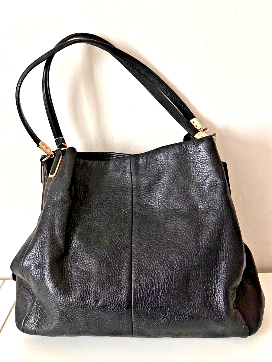 Coach Black Pebble Madison Leather 3 Compartment Phoebe Shoulder