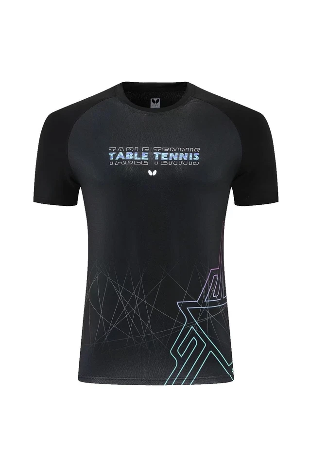 Roupas de tênis de manga curta esportivas borboleta infantil adulto roupa de badminton T - Imagem 2 de 4