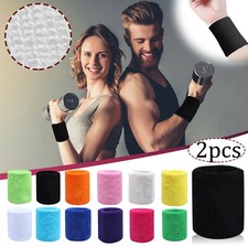 Wrist Sweatbands Sports Wristband Cotton Sweat Band for Men and Women 2pcs
