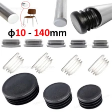 Round Plastic End Caps For Tubing Pipe Inserts Plugs Bungs Furniture Feet Black