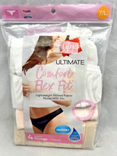 4 Pairs HANES Ultimate Flex Fit Ribbed Thongs Tangas Panties Underwear Women 7 L
