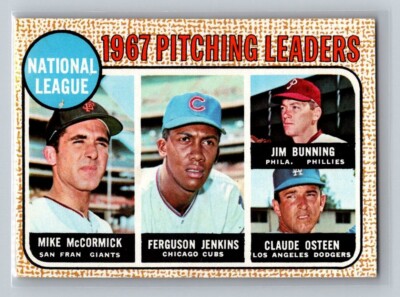1968 Topps Pitching Leaders #9 Fergie Jenkins HOF Jim Bunning McCormick Osteen