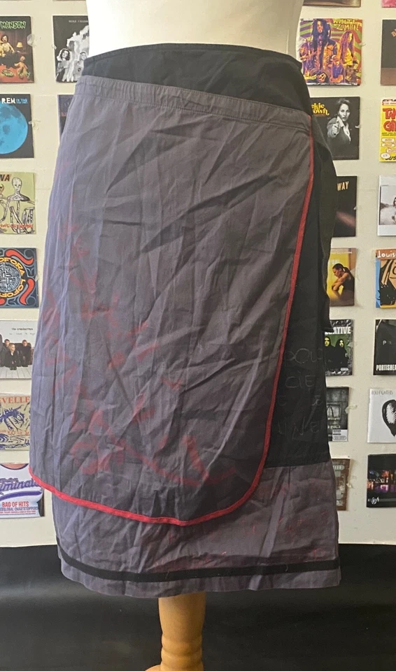 Falda midi vintage años 90 Y2K archivo Copine cremallera lazos delantal extraíble negro Foto 2 de 4