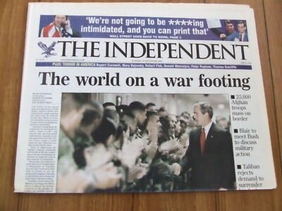 DIE UNABHÄNGIGE ZEITUNG DIENSTAG 18. SEPTEMBER 2001 ''DIE WELT AUF KRIEGSBASIS'' + TU