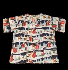 UA Nursing Scrub Top Small Santa Clause Christmas Women's Medical Uniform Shirt