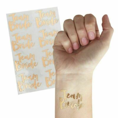 Team Bride To Be Hen Night Temporäres Tattoo Party Zubehör Roségold UK