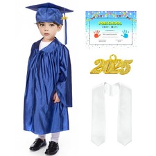 Misscom Shiny Kids Graduation Cap and Gown Set with 2025 33, Royal Blue