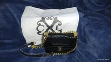 Christian La Croix NWT Black Quilted Faux Leather Crossbody Bag