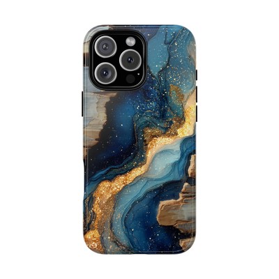 Phone Ink - iPhone | Galaxy | Pixel Case - Blue Marble Resin Gold