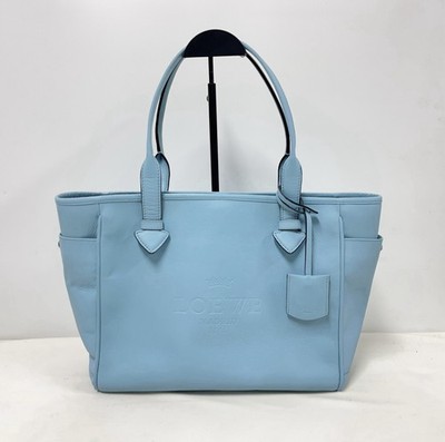 Loewe Light Blue Tote Bag Embossed Logo Designer Clochette Accessory Women