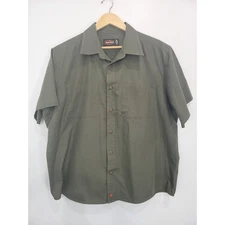Jesse James Workwear Olive Green Button Up Short Sleeve Shirt Mens XL