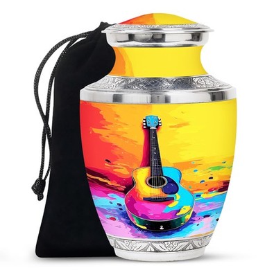 Radiant Guitar Large Urn for Human Ashes Adult Mother, Handcrafted Urn (10 Inch)