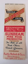 Sunbeam Pure Foods Austin Nichols New York Bobtail Matchcover Lot 403