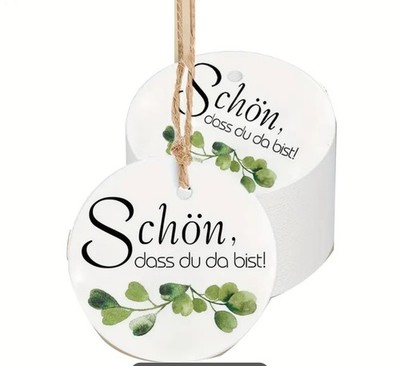 50 Stück Schön dass Du Da Bist Anhänger Hochzeit Geschenkanhänger Geburtstag Wei