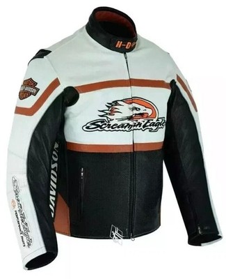 Harley Davidson Screaming Eagle Leder Motorradjacke - Biker Racing Bekleidung