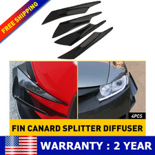 4pcs Glossy Black Car Front Bumper Fin Canards Spoiler Valence Splitter Diffuser