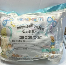Luv N' Care THE PRECIOUS PILLOW Certificate of Birth Baby KEEPSAKE Bears 90’s