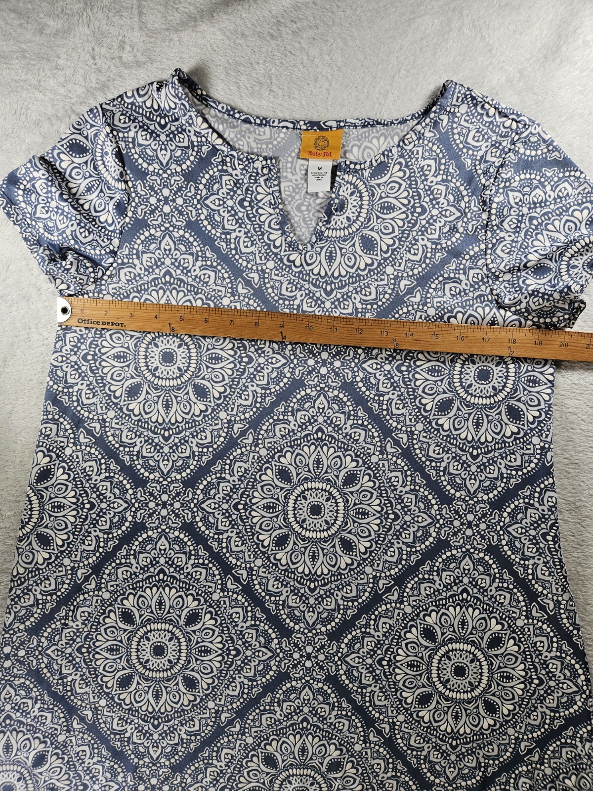 Ruby Rd. Mini Shift Dress Blue Textured Medallion… - image 6