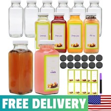 12PCS Juicing Bottles Reusable Glass,12 OZ Glass Jars With Lids