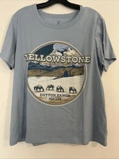 Yellowstone Graphic T Shirt Women’s L Blue Dutton Ranch Montana Short Sleeve New