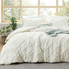 Bedsure Tufted Boho Comforter Set California King Size 3 Pieces Ivory