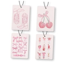 Coquette Pink Bow Car Air Freshener 4 Pcs, Western Cowgirl Boots Cherry