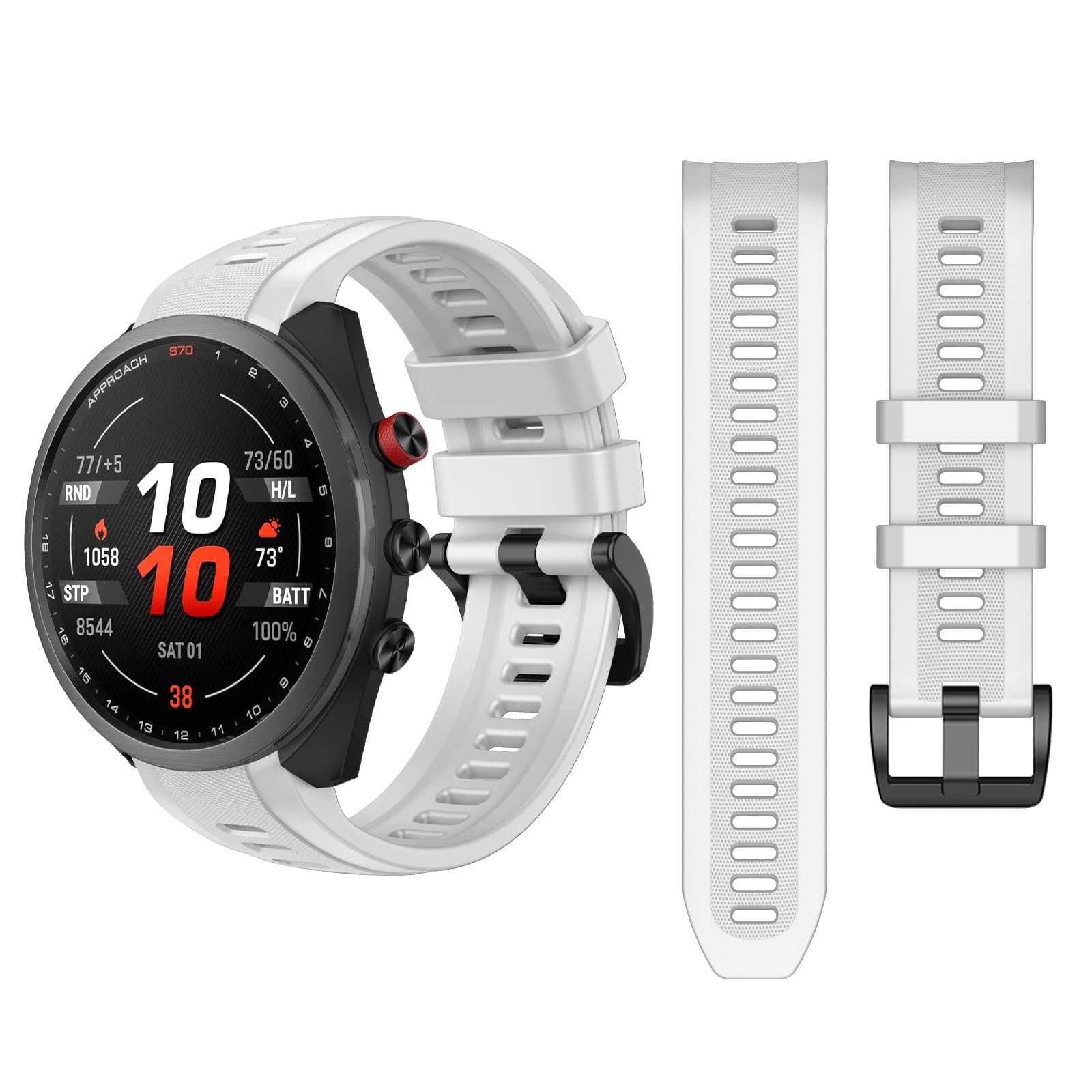 Bracelet 22mm pour Garmin Approach S70 47MM, sangle de rechange en silicone noir