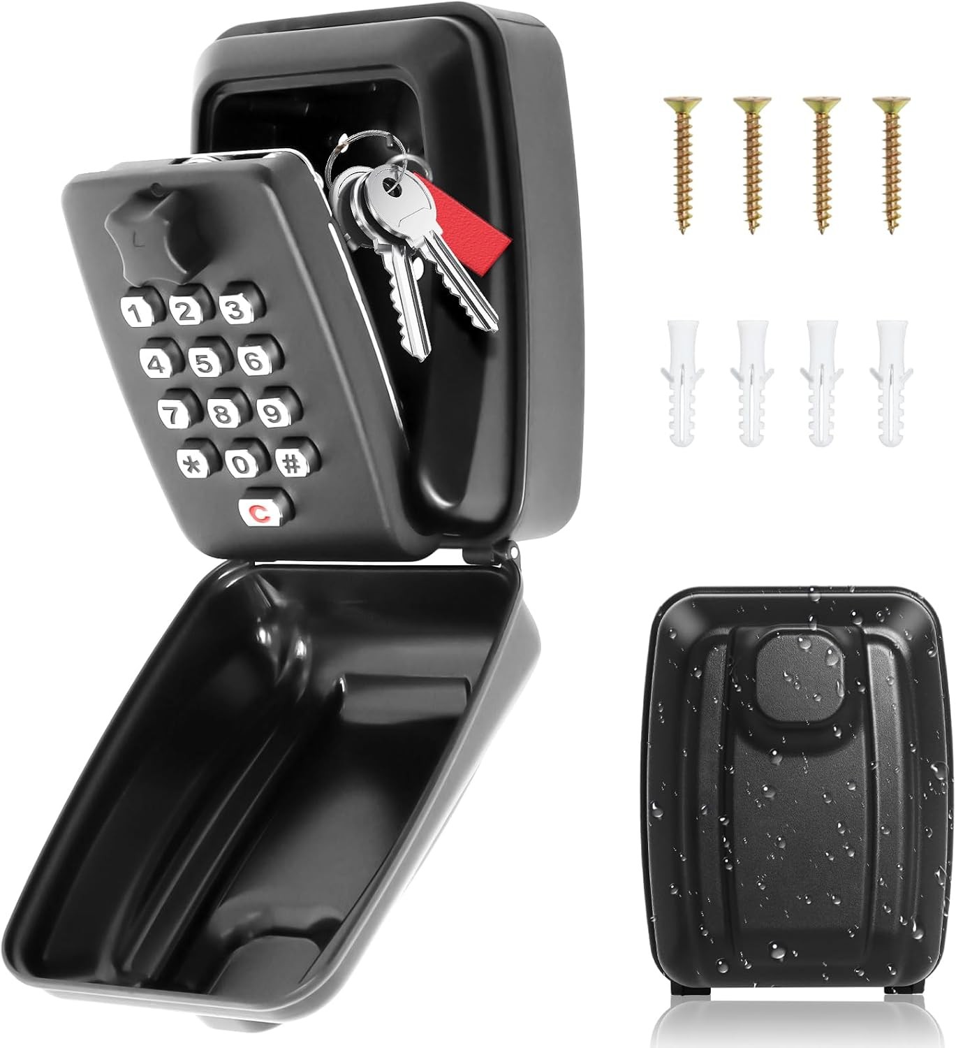 12-Digit Combination Key Safe Wall Mounted Outside, Key Lock Box with Code | Ou