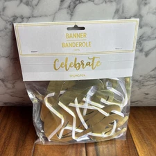 Gold Celebrate Party Banner 6.5" x 12" 1 Count Party Decor New