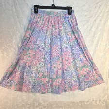 Floral Cotton Blend Vintage 80s 90s Skirt with pockets, Femme pastel