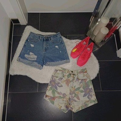 Sommer-Set 2x Shorts XS 32 34 American Apparel bermuda highwaist Denim-Gewebe 