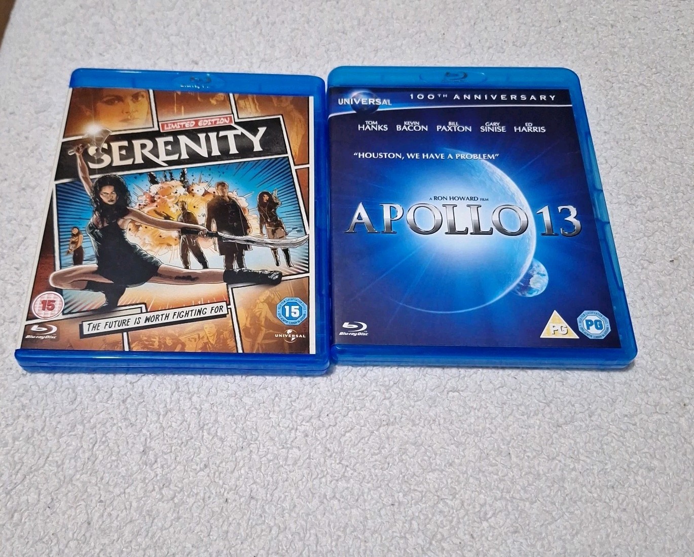 Serenity and Apollo 13 Blu Rays. Like New.