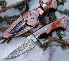 10 Damascus Steel Hunting Skinner Knife Custom Fixed Blade Gift for Men