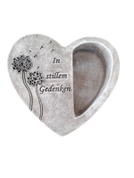 "Grabherz \"In Stillem Gedenken\" Bepflanzbar Grabschmuck Polyresin Grabdeko Herz"