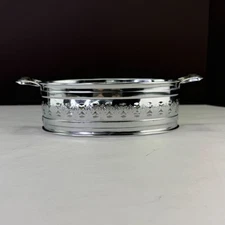 Vintage Oval Metal Filigree Serving Stand With Handles