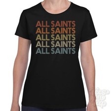 Image of ALL SAINTS REPEATED RETRO STYLE T-SHIRT mens & womens uk place name gift